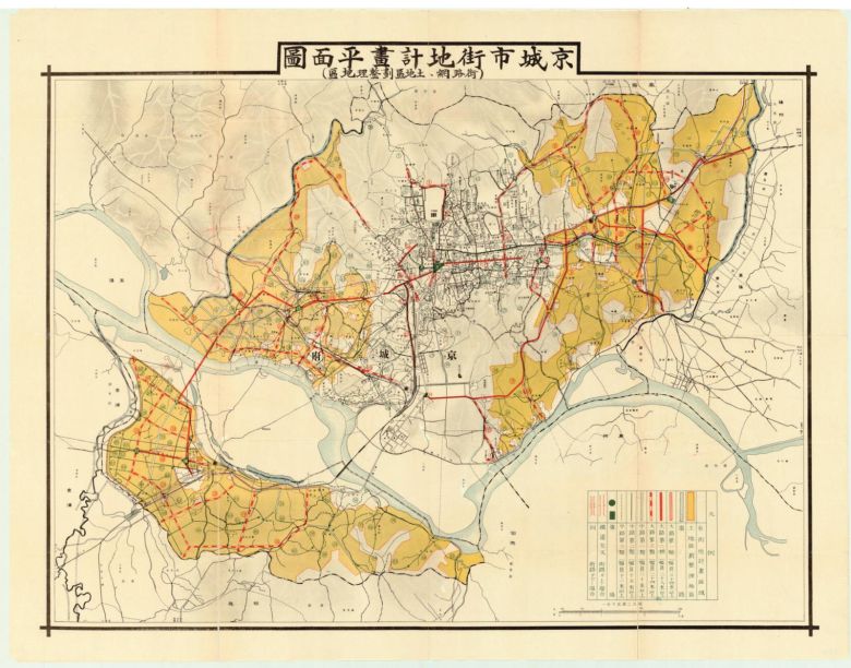 1930년 발간 ‘경성시가지계획 평면도’. 짙은 노란색이 신흥 경성부 지역이다. 한강 이남으로 지금 영등포 일대만 편입됐다. 1936년부터 광복 이전까지 영등포에 토지구획사업이 실시됐다. 출처 서울역사박물관 아카이브