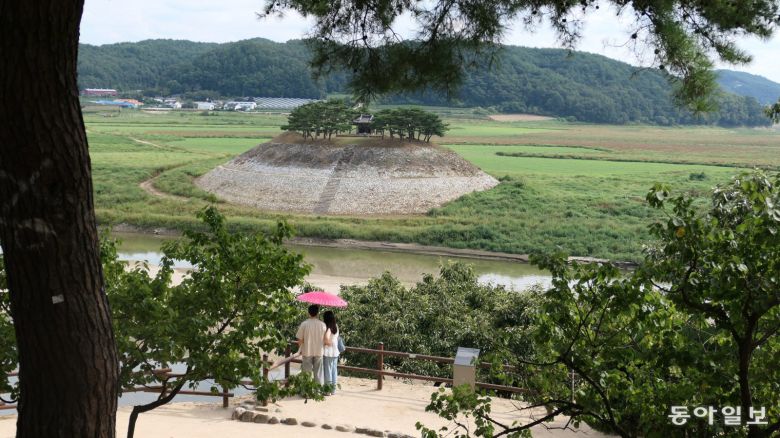 도산서원 앞 강 너머 시사단이 보인다. 조선 시대 정조가 명해 이곳에서 특별 과거 시험인 ‘도산 별과’를 치렀다. 안동댐으로 강 수위가 높아지면서 높이 10m가량의 단을 쌓아 올렸다.