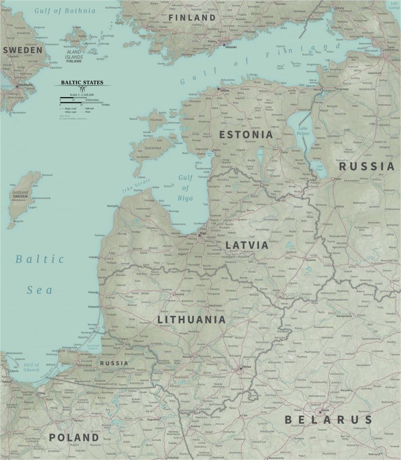 유럽 동부와 북부 사이에 있는 에스토니아, 라트비아, 리투아니는 ‘발트 3국’으로 불린다. 영어권에서는 ‘Baltic states’로 불린다. 미국 의회도서관