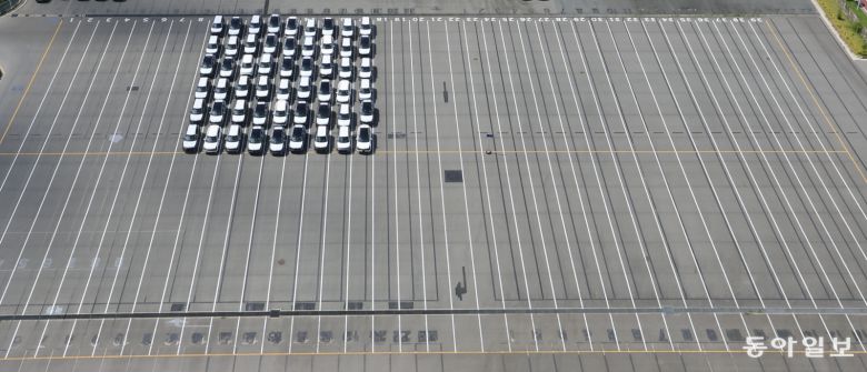 〈기아차〉미국 자동차수출 6개월 연속 감소세 미국의 고관세 영향으로 8월 대미 자동차 수출액이 6개월 연속 감소세로 나타났다.16일 광주 서구 기아차 광주공장 완성차 출고장에 목포,군산 등 수출항으로 싣고 떠날 스포티지 차량이 세워져 있다. 광주=박영철 기자 skyblue@donga.com