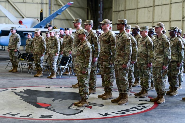 29일 전북 군산 미 공군기지에서 리퍼 무인공격기를 모체로 한 제431원정정찰대대 창설식이 열리고 있다. 출처 주한 미 공군 홈페이지
