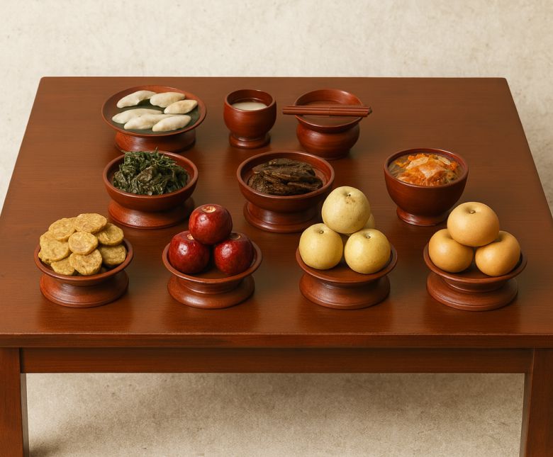 챗GPT로 재구성한 성균관의 ‘추석 차례상 표준안 진설도’의 모습.