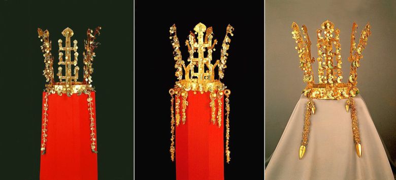 신라 금관들. 왼쪽 사진부터 금관총, 황남대총 북분, 천마총에서 발굴된 금관. 동아일보DB