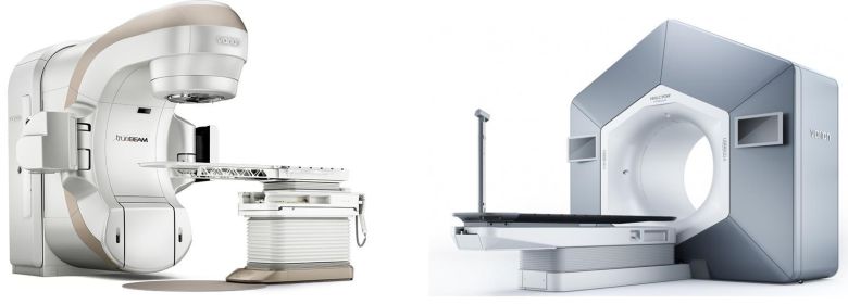정밀 암 치료기기인 트루빔과 서울에서 첫 도입되는 헬시온 하이퍼사이트. 헬시온의 경우 단 6초 만에 일반 CT와 비슷한 수준의 고화질 영상을 얻을 수 있고 환자에게 노출되는 영상 방사선량은 절반으로 줄였다. 건국대병원 제공