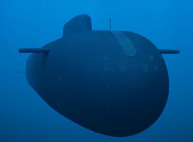 블라디미르 푸틴 러시아 대통령이 지난달 29일 실험 성공을 발표한 핵 추진 수중 무인기(드론) ‘포세이돈’을 탑재한 모함 이미지. 러시아 측은 초대형 잠수함 모함 한 척에 포세이돈 8개를 탑재할 수 있으며, 이 무기가 수심 1km에서 시속 200km로 목표물에 접근해 요격이 불가할 뿐 아니라, 위력은 핵탄두 탑재가 가능한 차세대 대륙간탄도미사일(ICBM) ‘사르마트’를 능가한다고 설명한다. 사진 출처 러시아 국방부