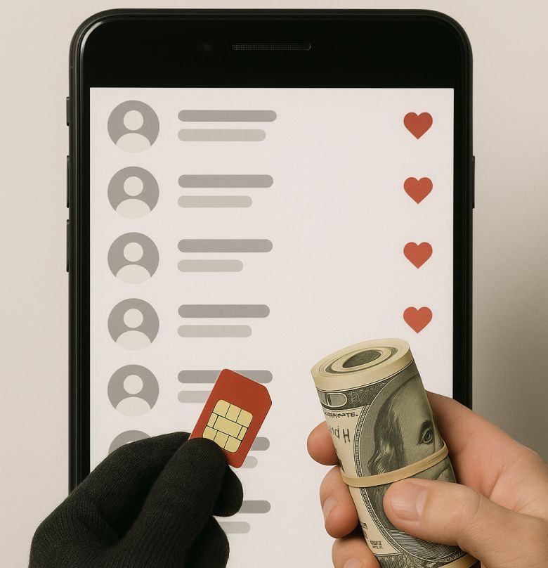 소셜네트워크서비스(SNS)에서 ‘가짜 계정’ 생성을 방지하기 위해 단문 메시지 서비스(SMS) 기반의 신원 인증 시스템을 운영하고 있지만 이를 우회하기 위해 국가별 SMS 인증 서비스를 사고파는 지하 시장이 생겨났다. 한국 시간으로 12월 10일 기준 100달러면 전 세계에 걸쳐 인스타그램 계정을 2035개 생성할 수 있는 것으로 추산된다. 챗GPT로 생성한 이미지.