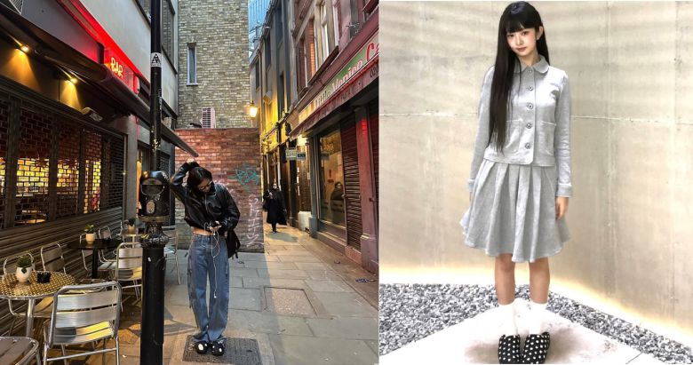 제니, 오른쪽은 아이브 레이가 신은 패딩 슈즈. ‘스부(SUBU)’는 전년 대비 저장 수 114% 증가, 10월 말 크림 급상승 1위에 올랐다. SNS 갈무리