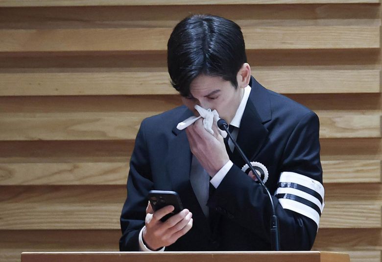 9일 오전 서울 중구 명동성당에서 열린 故 안성기 영결식에서 안성기 아들 안다빈 씨가 인사말을 하고 있다. 사진공동취재