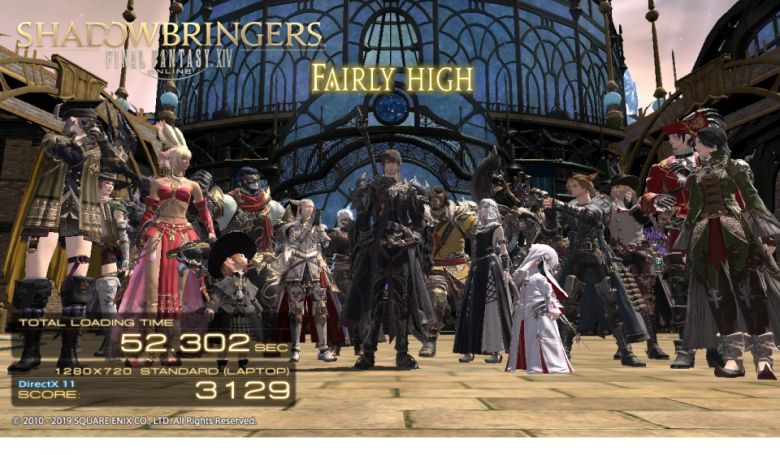 ‘파이널 판타지 14: 칠흑의 반역자’의 벤치마크 결과다. HD 해상도에 스탠다드 랩톱 옵션을 기준으로 3,129점을 기록했다. 등급은 ‘꽤 높음’이다.