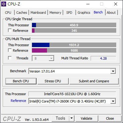 최대 4.2GHz로 작동하는 4코어 8스레드 구성의 인텔 코어 i5-10210U가 탑재됐다.