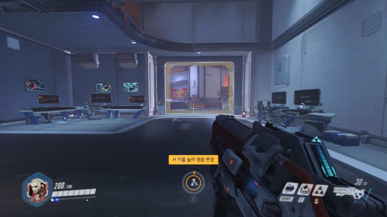 FPS 게임 ‘오버워치’를 실행해 봤다. FHD 해상도 낮은 그래픽 옵션으로 훈련장 테스트 결과 평균 56.554, 최소 46, 최대 71프레임을 기록했다.