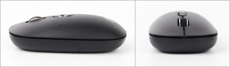 좌우 대칭형 마우스이며, 약 3cm 높이와 57g 무게로 어디든 가볍게 휴대할 수 있다.