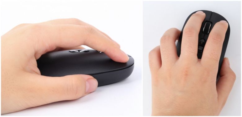 성인 여성 기준 손 안에 쏙 들어오며 그립감도 나쁘지 않다. 크기가 작아 손가락을 세운 클로 그립 방식에 적합하다. 손이 큰 사람에겐 다소 작게 느껴질 수 있다.