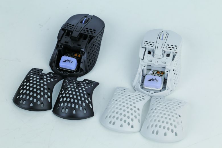 Xtrfy M4 Wireless 마우스. 비대칭 형태라는 것 외에 다른 스위치, 센서 등은 M42 Wireless와 동일하며 71g로 무게 차이가 미세하게 있다.