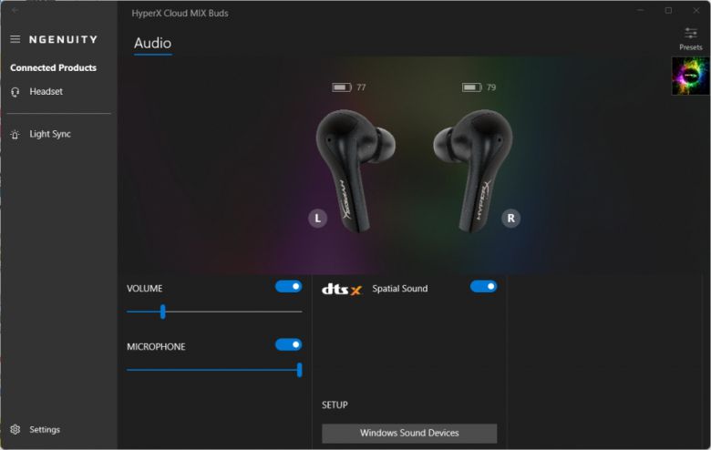 클라우드 믹스 버즈는 윈도우 PC에 연결 시 공간 음향 기술인 ‘DTS Headphone:X’를 활성화할 수 있다.