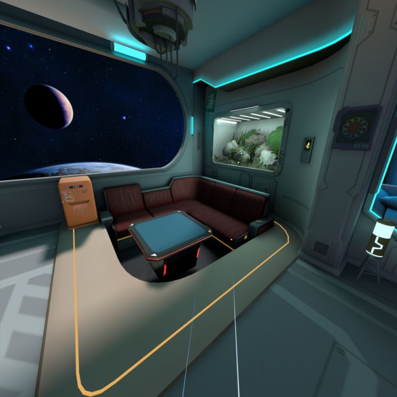 VR 세계에 구현된 가상의 방을 직접 선택할 수 있는데, 우주나 대저택 등 일상생활에서 쉽게 볼 수 없는 공간을 선택할 수 있어 더욱 신선한 느낌이다.