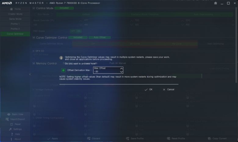 라이젠 마스터로 최적화된 CO 설정을 자동으로 찾을 수 있다.