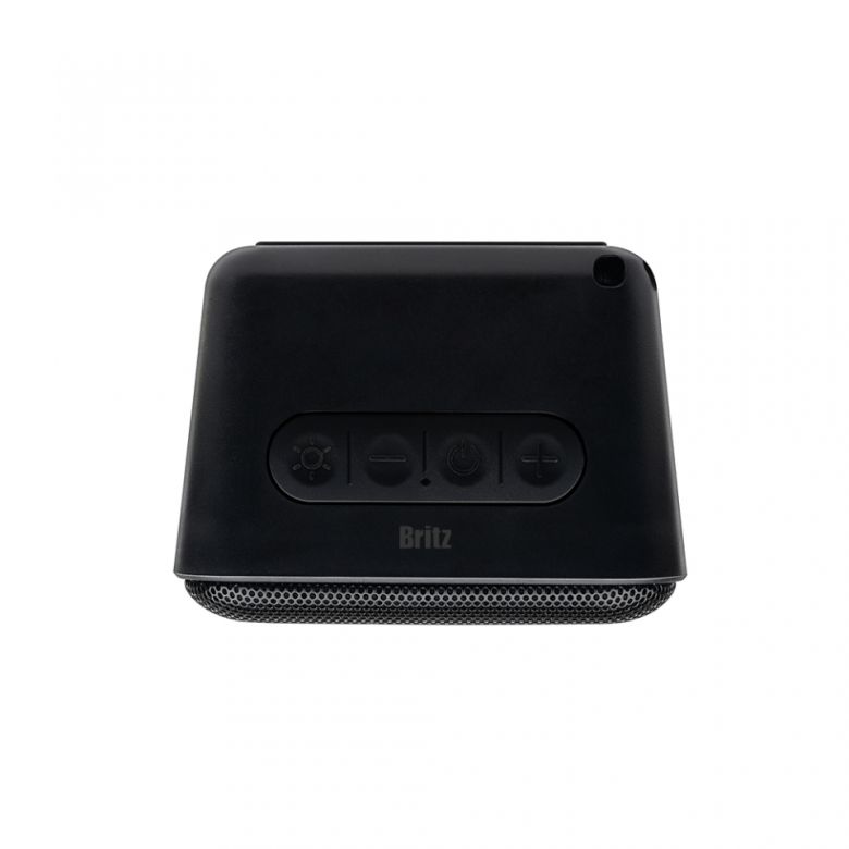 상단에는 RGB LED 제어 버튼, 음량 조절 버튼과 전원 버튼이 위치해 있다.