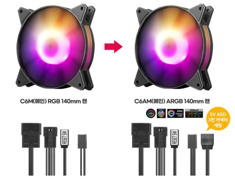 후면에 탑재된 쿨링팬이 ARGB로 업그레이드되었다.