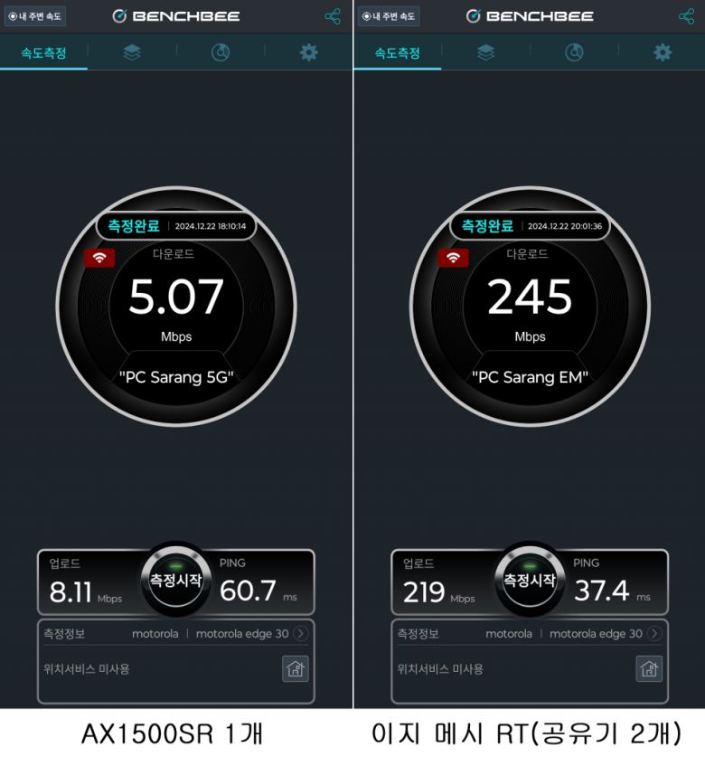 거리가 멀고 장애물이 많아도 이지 메시 RT로 빠른 와이파이 속도 제공