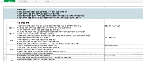 '메인시나리오_PD.xlsx' 파일에는 '카제나' 내부 시나리오 개편안으로 추정되는 미공개 아트, 시나리오 등이 발견됐다