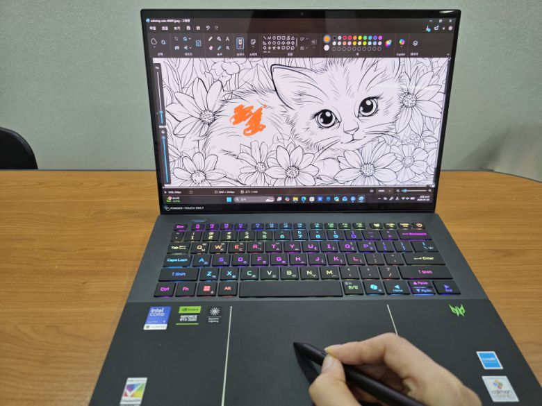 터치패드는 동봉된 스타일러스 팬에도 대응해 마치 작은 크기의 드로잉 태블릿이 더해진 것 같은 감각으로 작업할 수 있다.