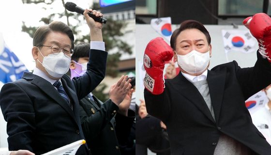 이재명 더불어민주당 대선 후보(왼쪽), 윤석열 국민의힘 대선 후보. 〈사진=연합뉴스〉