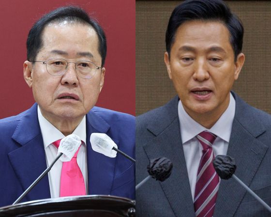 홍준표 전 대구시장(왼쪽), 오세훈 서울시장. 〈사진=연합뉴스〉
