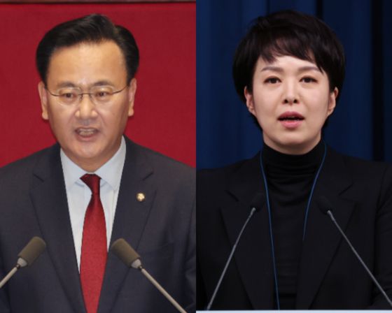 국민의힘이 오늘(19일) 신임 원내대표단 내정자 13명의 명단을 발표했다. 유상범(왼쪽)·김은혜 의원이 각각 원내운영수석부대표와 원내정책수석부대표를 맡았다. 〈사진=연합뉴스〉