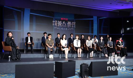 29일 오전 서울 호텔 나루 서울 엠갤러리에서 넷플릭스 예능 '데블스 플랜: 데스룸' 제작발표회가 열렸다. 정종연PD, 이세돌, 규현, 강지영, 윤소희, 세븐하이, 이승현, 정현규, 최현준, 츄, 김하린, 박상연, 손은유, 티노가 참석했다. 박세완 엔터뉴스팀 기자 park.sewan@jtbc.co.kr