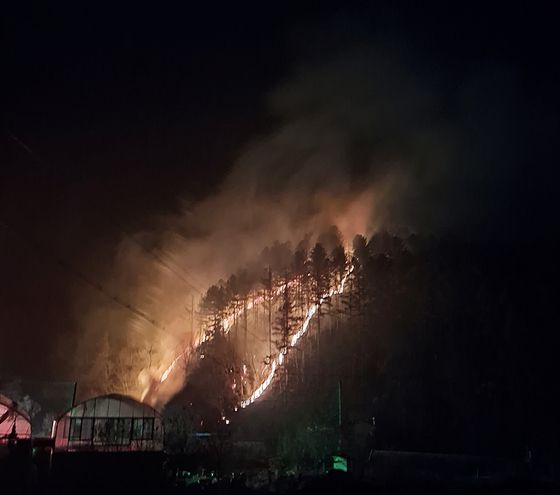 17일 0시 15분쯤 경기도 양평군 청운면 더렁산에서 불이 났다. 〈사진=산림청 제공〉