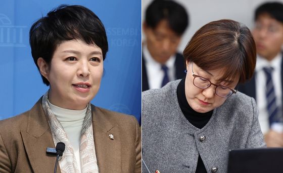 왼쪽부터 김은혜 국민의힘 의원, 김현지 대통령실 제1부속실장. 〈사진=연합뉴스〉