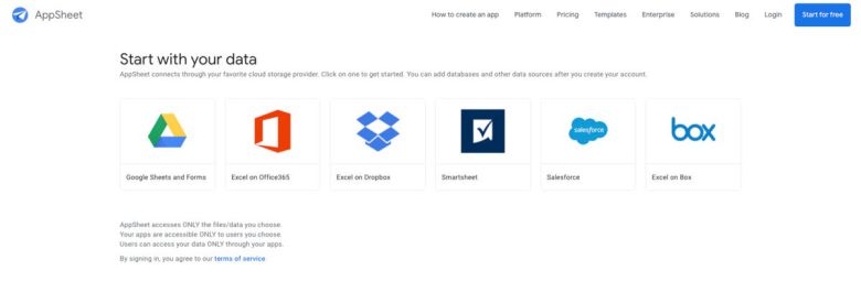 데이터로 시작하는 일반적인 방법은 클라우드 스토리지 제공업체를 통해 스프레드시트에 연결하는 것이다. 또한 SQL 데이터베이스 테이블이나 소수의 비SQL 데이터 소스에도 연결할 수 있다. ⓒ IDG