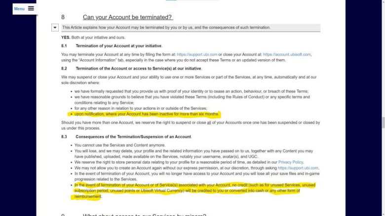 6개월 동안 사용되지 않은 계정을 폐쇄하는 유비소프트 정책은 예전부터 있던 것이고, 최종 사용자 라이선스 계약에도 명시되어 있다. ⓒ IDG