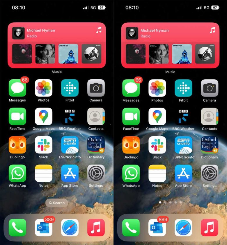 검색 버튼이 있는 경우(왼쪽)와 없는 경우(오른쪽) ⓒ Foundry