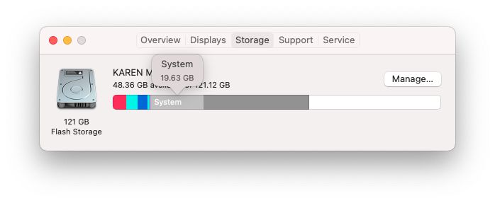 맥OS의 더 구형 버전은 시스템 또는 기타 항목이라고 표시됐다. ⓒ Foundry