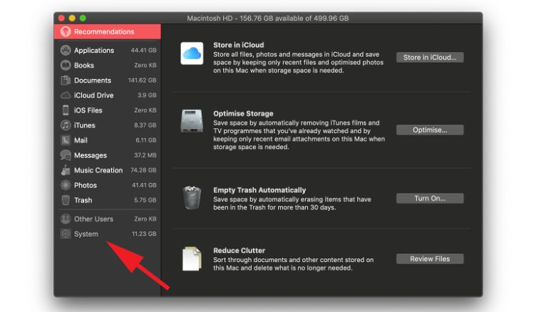 애플은 저장공간을 정리하는 다양한 권장사항을 제공하지만 시스템 액세스는 예외다.