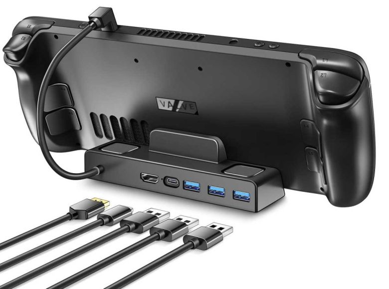 도킹 스테이션이 없으면 스팀 덱을 데스크톱으로 사용할 수 없다. ⓒAmazon