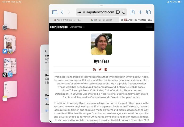 스테이지 매니저는 가로 방향과 세로 방향 모두에서 원활하게 작동한다. 하지만 창이 전환될 때 위치가 바뀔 수 있다. ⓒApple
