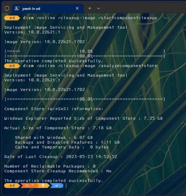 <화면 7> 정리 작업이 끝났다. '10% 완료'라고 표시된 줄은 윈도우 버그다. ⓒ Ed Tittel/IDG