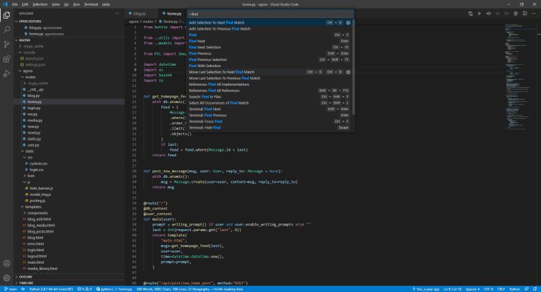 VS 코드 명령 팔레트를 통해 키 바인딩을 포함한 원하는 모든 명령을 검색할 수 있다. ⓒ Foundry