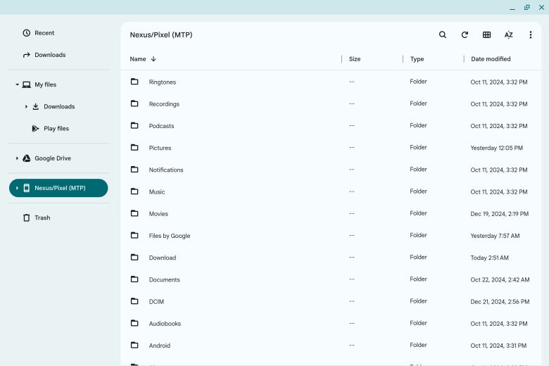 안드로이드 휴대폰의 저장공간을 크롬북으로 불러오는 것은 매우 쉽다.JR Raphael / IDG