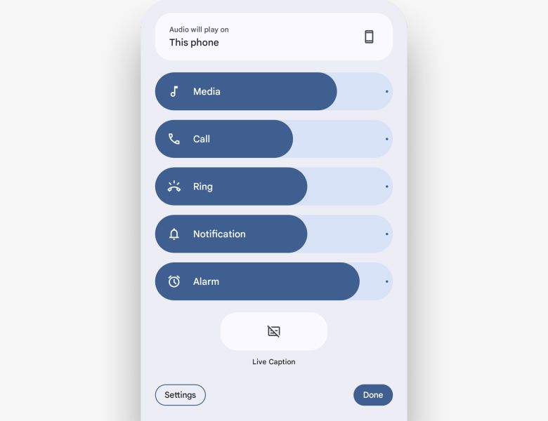 새롭게 확장된 안드로이드 15 볼륨 패널에는 기기의 오디오가 전송되는 곳을 결정하는 편리한 옵션이 있다.JR Raphael / Foundry