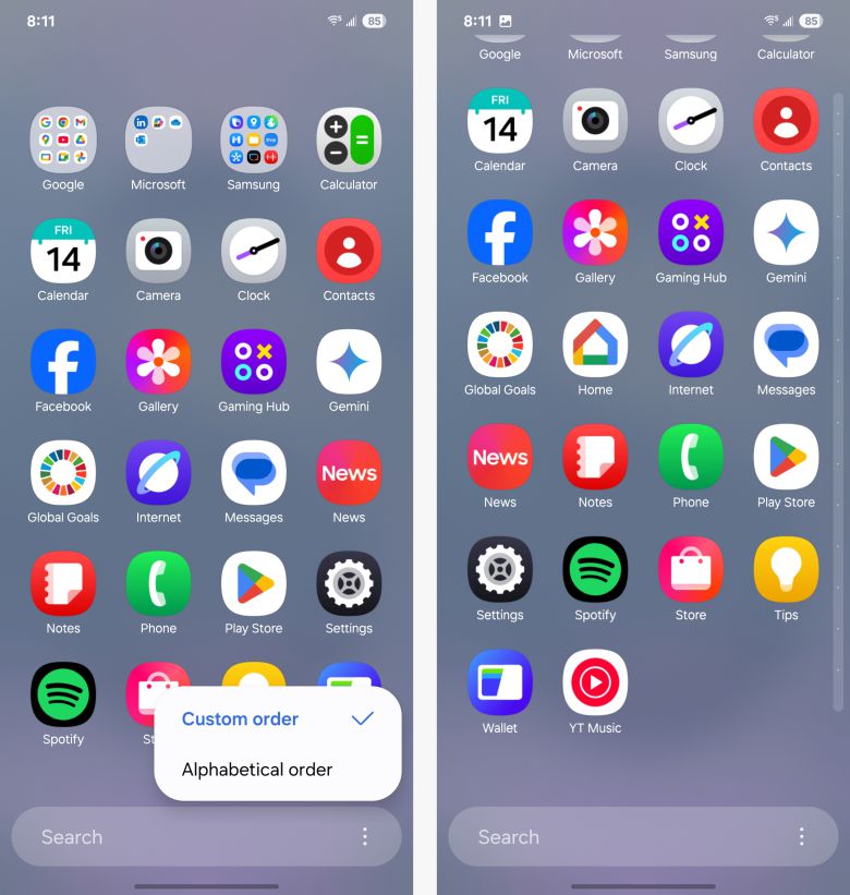 스위치를 한 번만 켜면, 삼성 갤럭시의 앱 서랍이 갑자기 합리적인 방식으로 바뀐다.JR Raphael / Foundry