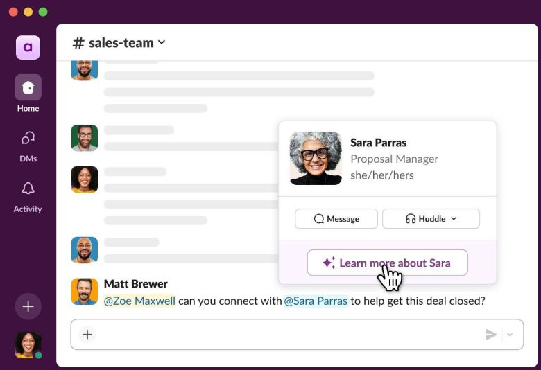Slack wants to use AI tools to help users learn more about colleagues they don’t know.