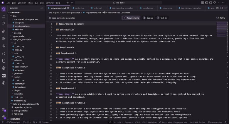 키로에서 생성된 애자일 요구사항 문서의 예IDG