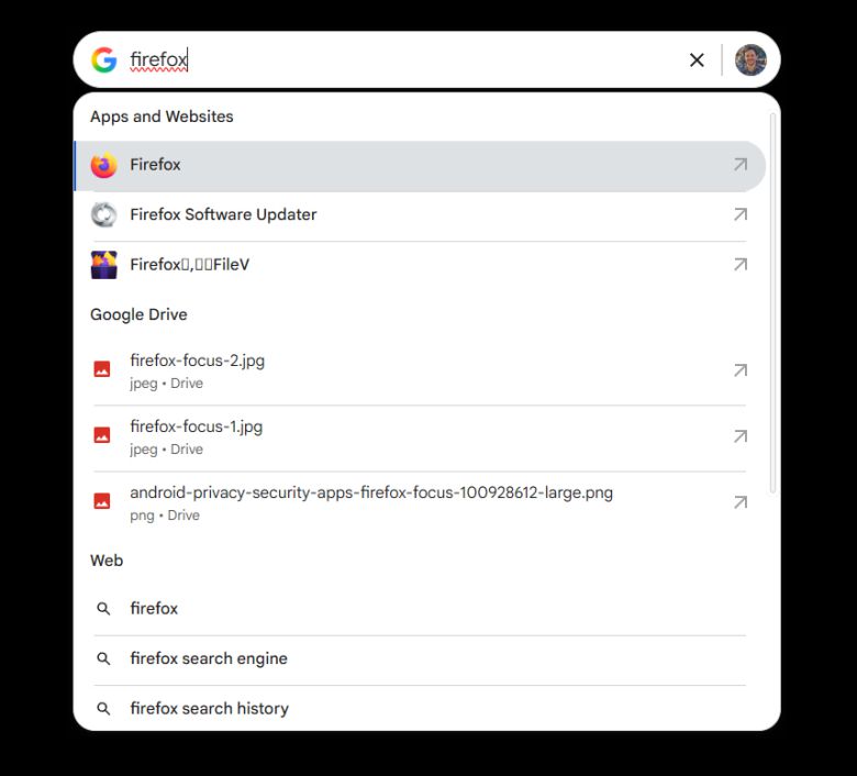 하나의 간단한 창에서 PC 내부, 구글 드라이브, 그리고 웹 전체에 걸쳐 원하는 정보를 모두 검색할 수 있다.JR Raphael, Foundry