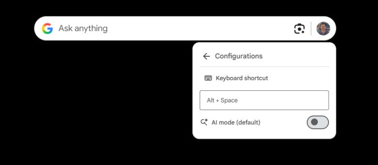 구글 윈도우 앱에서 AI 모드는 기본적으로 활성화돼 있지 않다.JR Raphael, Foundry
