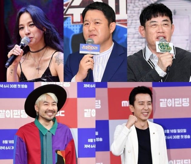 가수 이효리(맨 왼쪽 위부터 시계방향), 김구라, 이경규, 유희열, 노홍철/ 사진=텐아시아DB