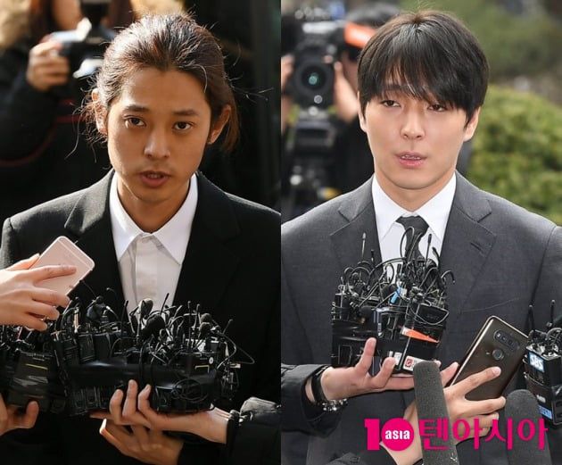 집단 성폭행 혐의 등으로 실형을 선고받은 가수 정준영(왼쪽), 최종훈 / 사진=텐아시아DB